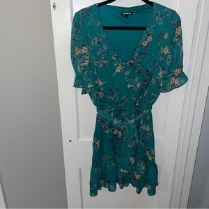 Green Floral Express Mini Dress